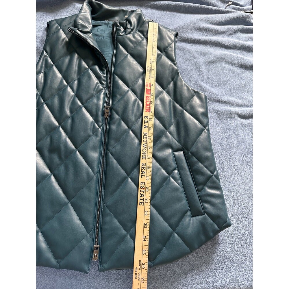 Chico’s Deep Teal Faux Leather Vest Chico’s 2 (Large / US 12) NWOT - Picture 5 of 9